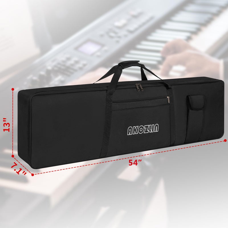 AKOZLIN حقيبة مفاتيح محمولة مبطنة AKOZLIN 88 مفتاح، الأبعاد 54.1"X6.69"X13.18"، حقيبة عرض بيانو كهربائي (أسود+أصفر) - Image 2